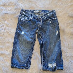 Bke Stella womens distressed low rise Bermuda shorts size 25